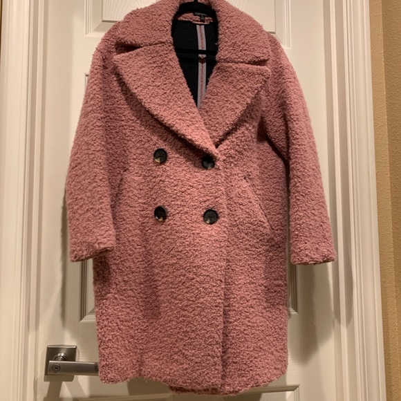 topshop boucle button front coat